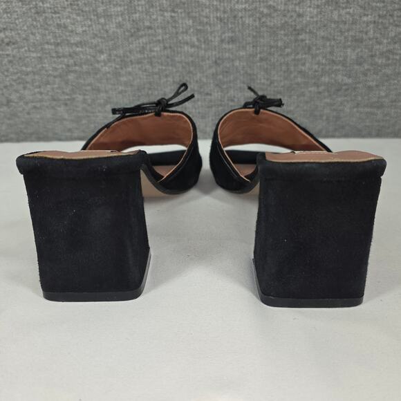 CHARLES DAVID BLACK SUEDE OPEN-TOE SANDALS – BOW DETAIL – MADE IN ITALY – SIZE 6 - Picture 4 of 16